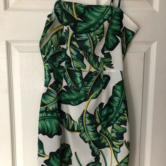 Leaf Print Strapless Dress - Picture 2 of 3